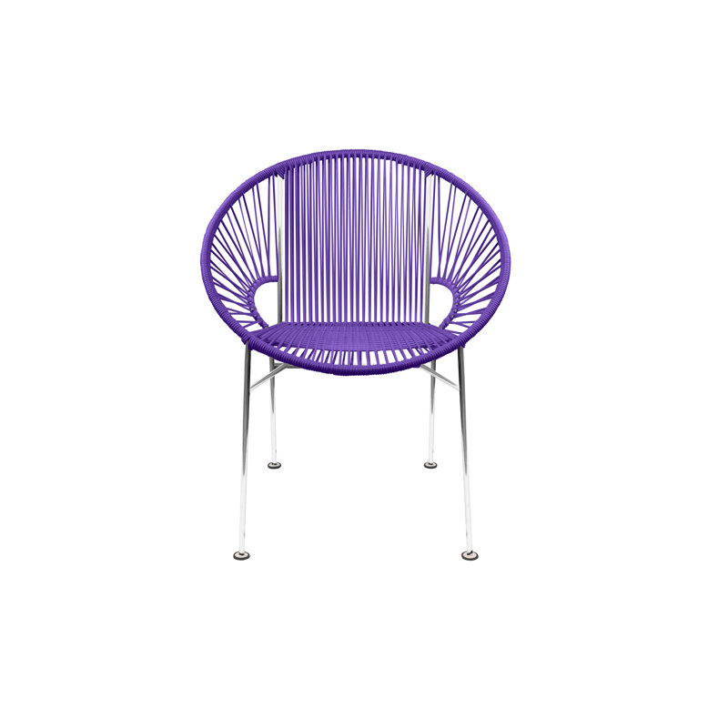Concha Indoor/Outdoor Handmade Dining Chair, Chrome, Purple