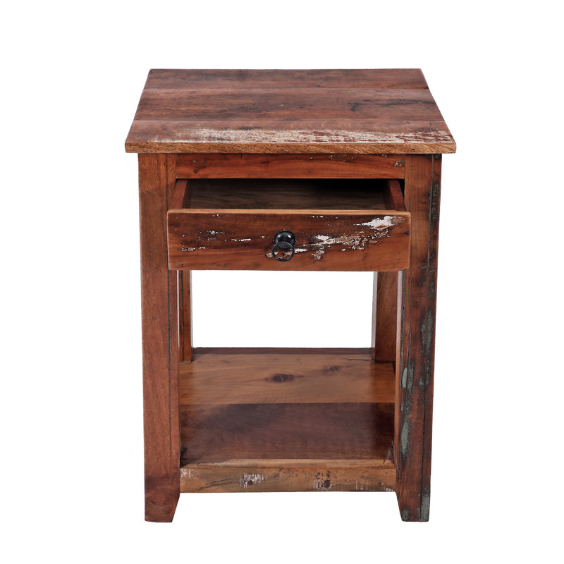 Antique Solid Wood 1 Drawer End Table