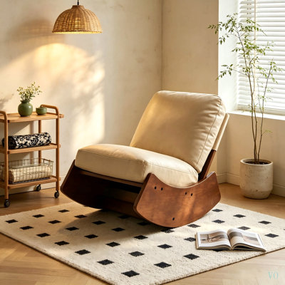 Fauteuil à bascule confortable, fauteuil à bascule rembourré de haute qualité, idéal pour de multiples usages : fauteuil de lecture d'appoint pour chambre, salon, chambre d'enfant, ensemble de 2
