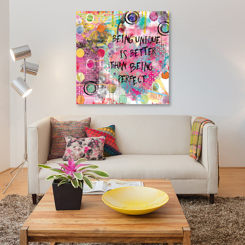 « is unique », peinture sur toile, H 12 po x l 12 po x P 1,5 po, Pas de tapis, Toile tendue