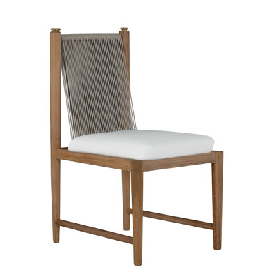 Pacifica Dining Side Chair Natural Teak/Rope/Brass