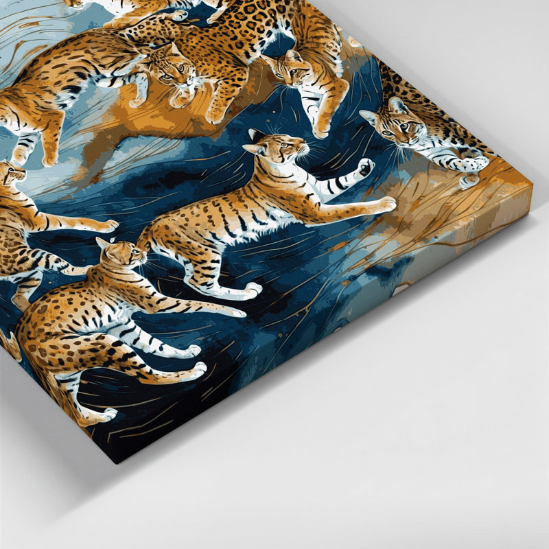 «Big Cats Small Wild Cats», art mural sur toile brune, H 11 po x l 14 po