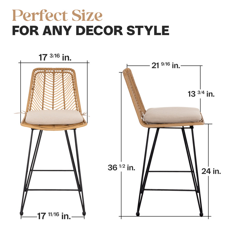 Chateau Wicker Outdoor Stool with Cushion, Counter Stools - 24.5''