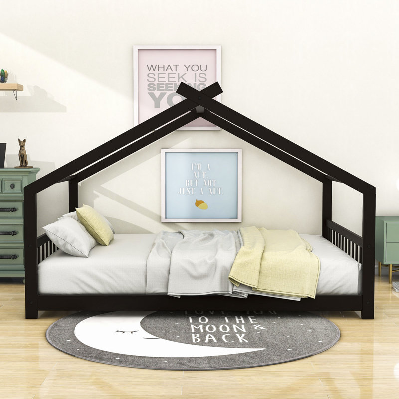 Bunche Wood House Platform Bed, Espresso, Full