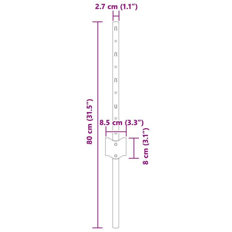 Fence Posts 5 Pcs U-Channel Steel, Grey, 40cm H x 8.5cm W