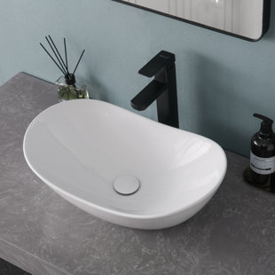 Paklorde 12.6'' White Ceramic Oval Bathroom Sink