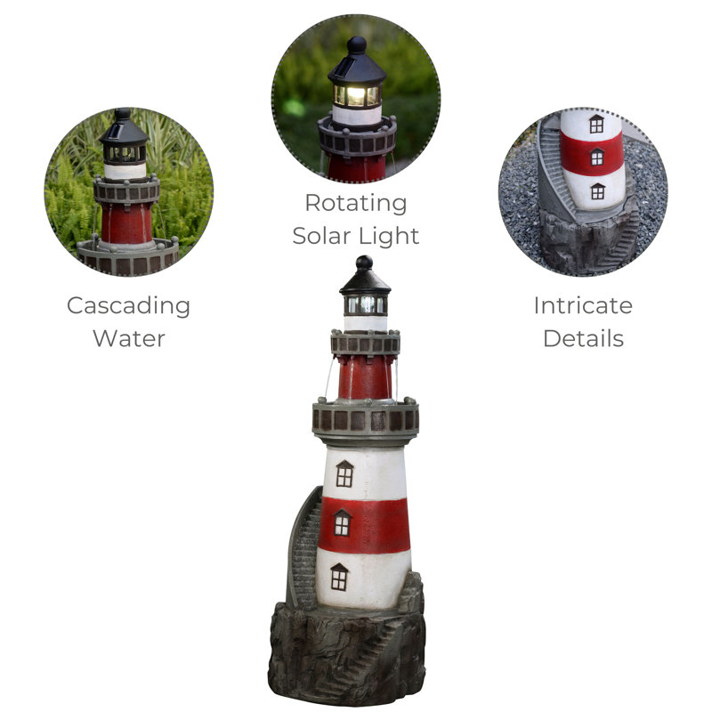 Tryphosa Resin Solar House Water Fountain with LED Light