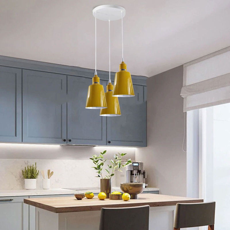 3 - Light Silver Cluster Pendant, Yellow