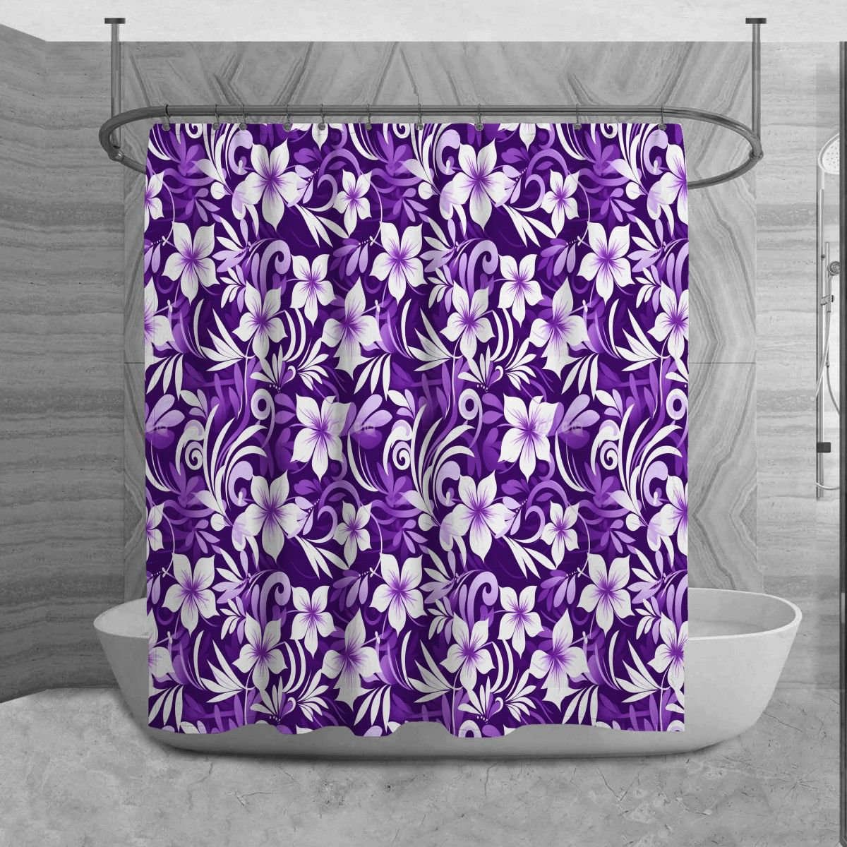 East Urban Home Floral Shower Curtain Botanical Bathroom Decor Purple
