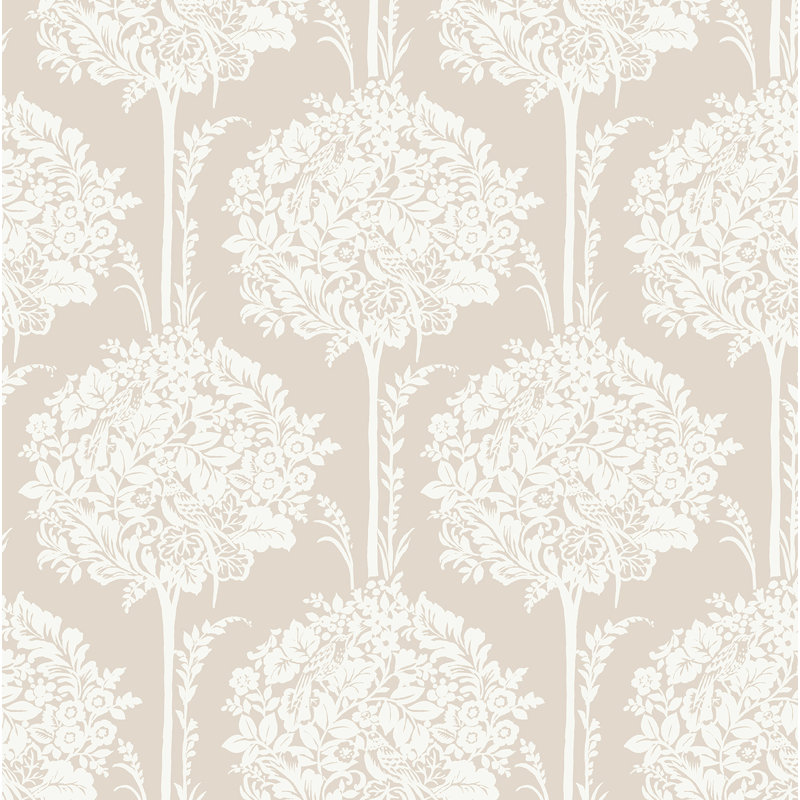 Floral Wallpaper, Taupe