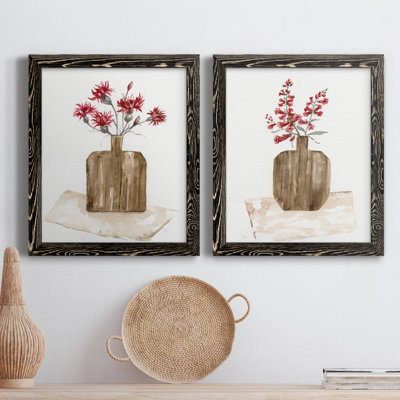 Simply Country I - Ensemble de 2 peintures sur toiles encadrées