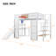 Lit mezzanine en métal avec bureau intégré, garde-robe ouverte, panier de basketball,-111639244