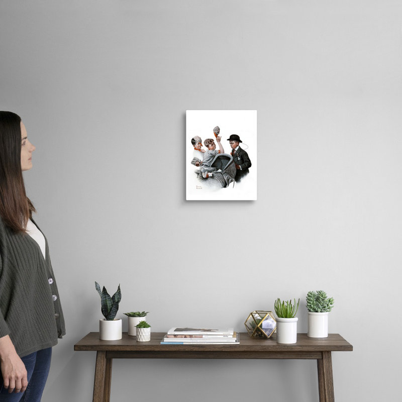 Garçon avec landau, art mural sur toile, Toile tendue, H 14 po x l 11 po x P 1,25 po