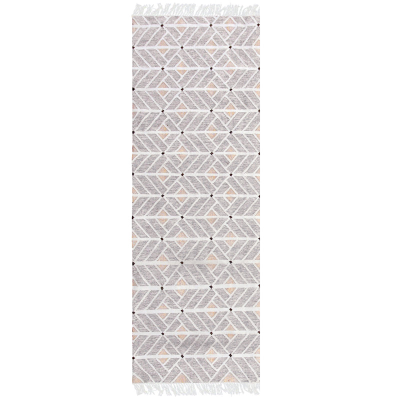 Helden Geometric Area Rug in Gray/Black, Runner 2'7" x 13'1"