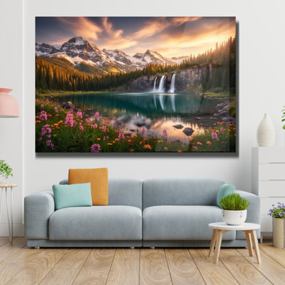 Art mural en verre trempé paysage de montagne