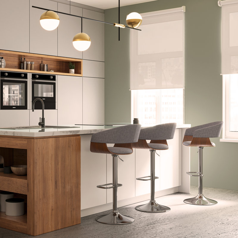 Adjustable Swivel Bar Stool, Gray