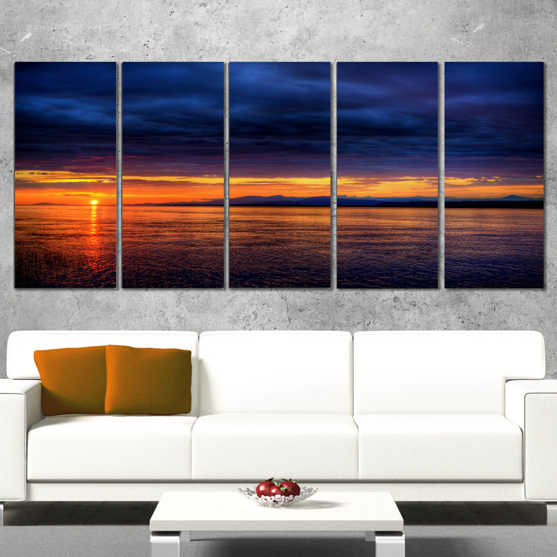" Blue Cloudy Sky And Setting Sun " by Designart 5 - Pieces