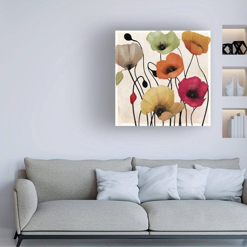 Art sur toile Coquelicots bolins, H 14 po x l 14 po