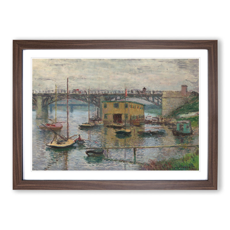 Bridge at Argenteuil by Claude Monet - Picture Frame Painting, 36cm H x 48cm W x 2cm D, Walnut