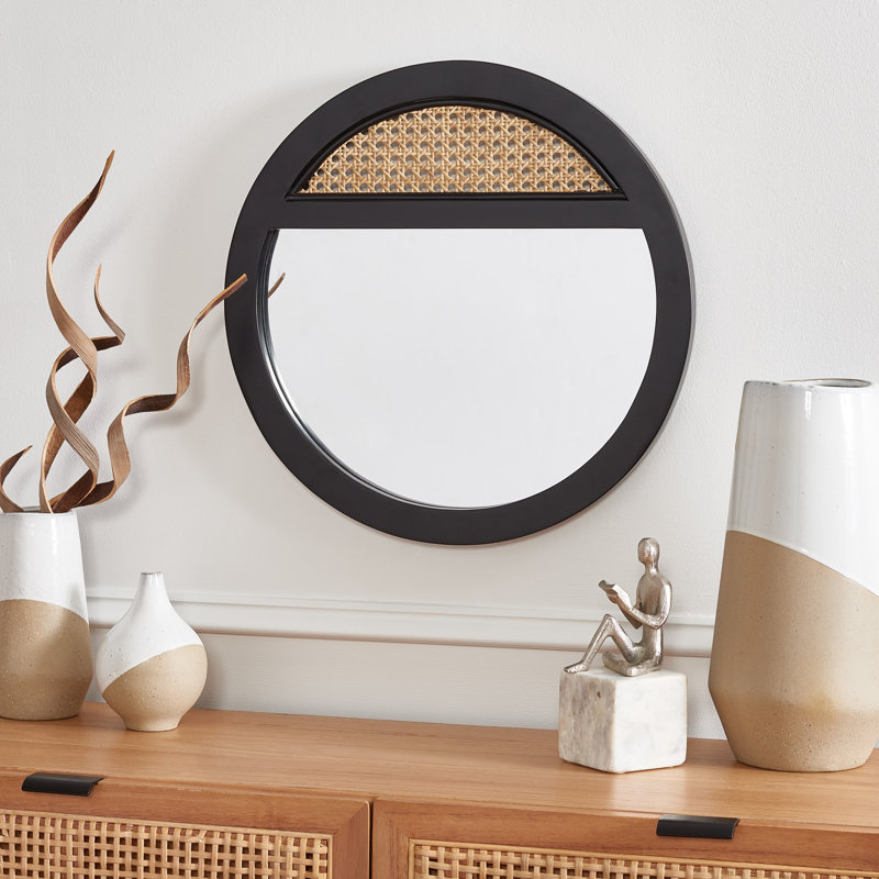 Miroir mural plat Ernesto, 17,50 po x 17,50 po, Noir