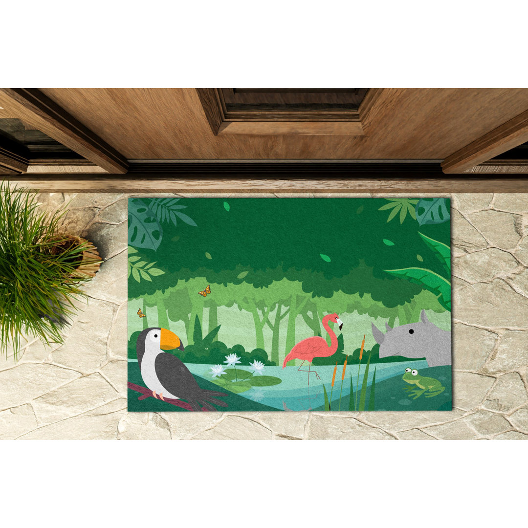 Tropical Animals B60 x L90 cm Rutschfeste TÃ¼rmatte fÃ¼r drauÃŸen