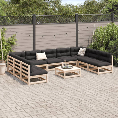  Garden Sofa Set Natural Pine Solid Pine Wood Large Modular