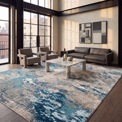 Tapis bleu clair / vert Etta