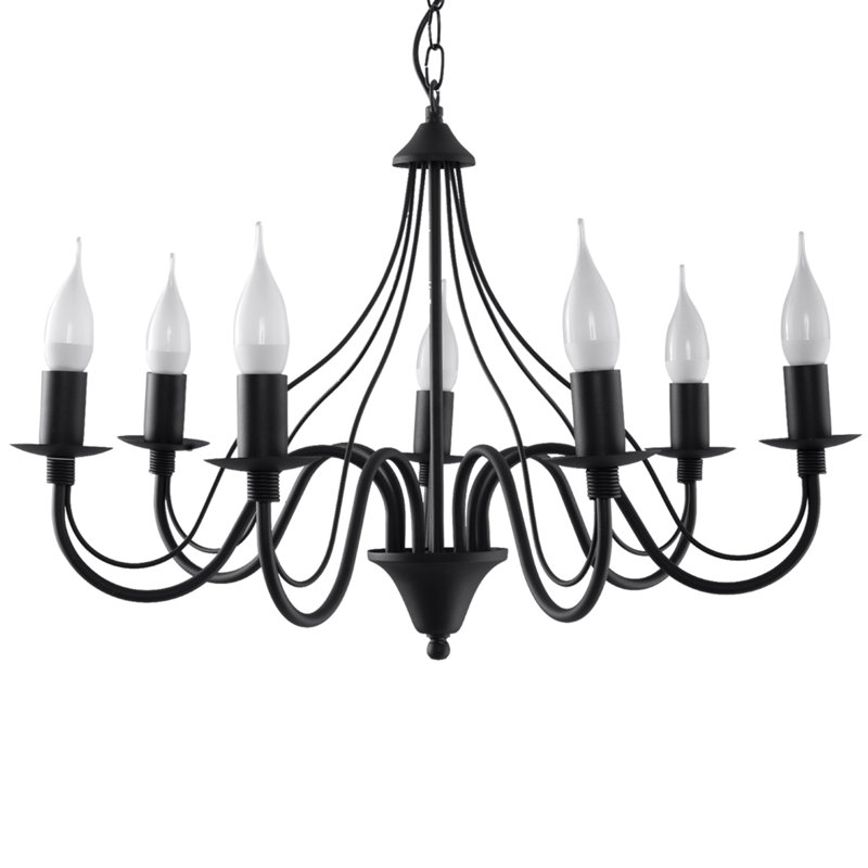 Chandelier, 7 Lights, Black