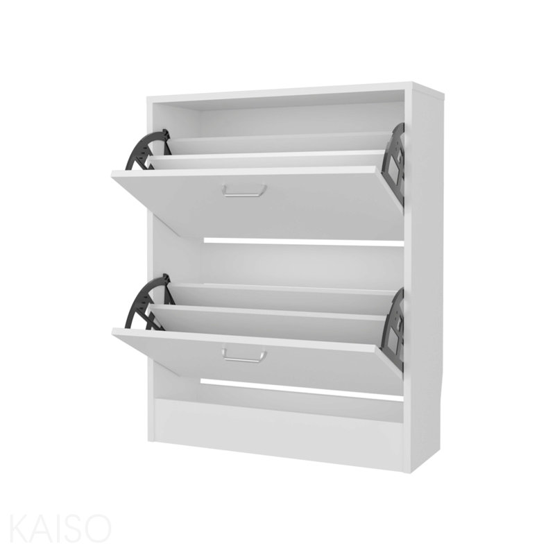 Armoire de rangement pour chaussures avec 2 portes basculantes, Blanc