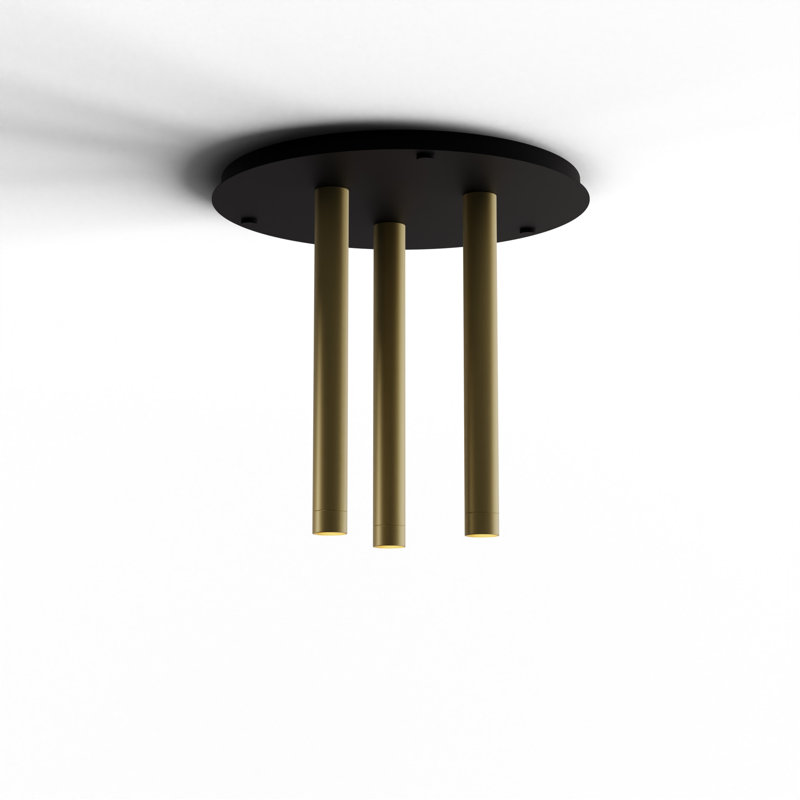 3 - Light LED Pendant, Brass