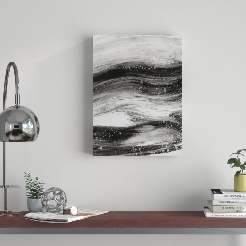 «Black Waves II» par Ethan Harper - peinture sur toile, H 19 po x l 14 po x P 2 po