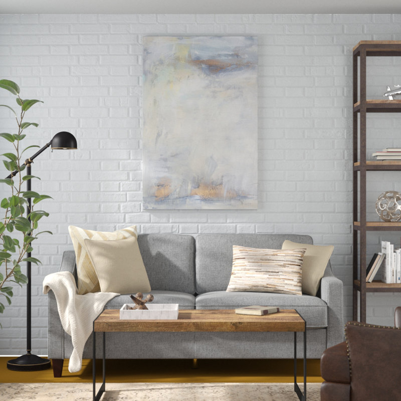 White Blush I by Julia Contacessi - Painting Print, 122cm H x 81cm W, Black Floater Framed