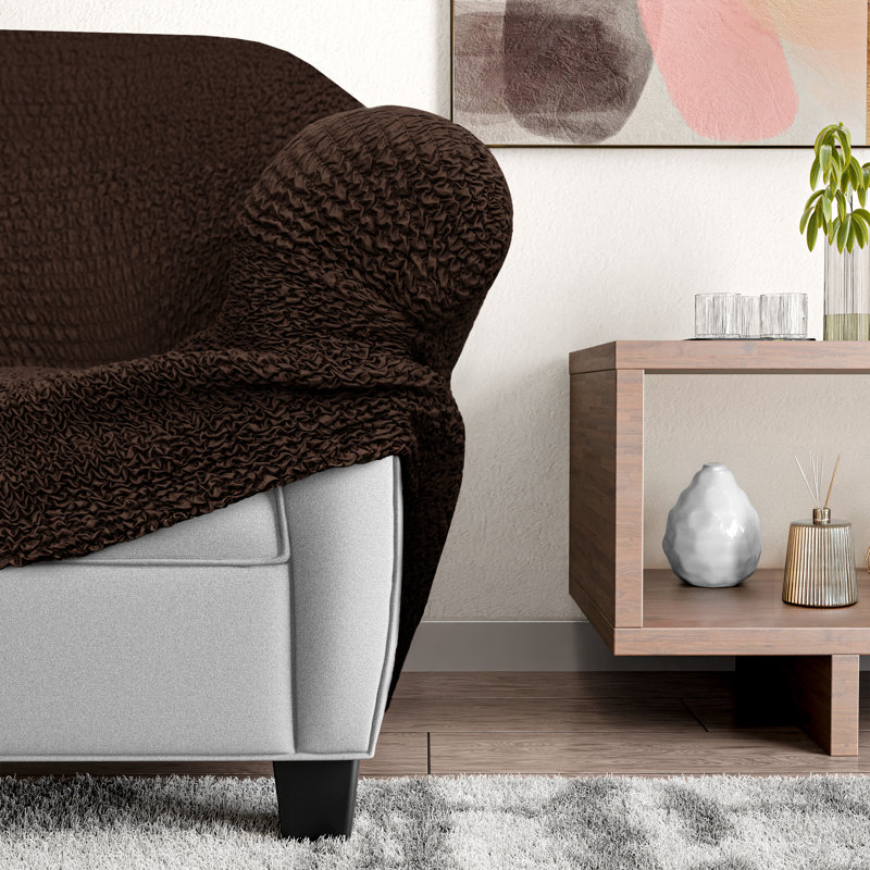 Housse extensible pour canapé d'angle - Facile à nettoyer et durable - Collection Comfort , Coin, Brun foncé