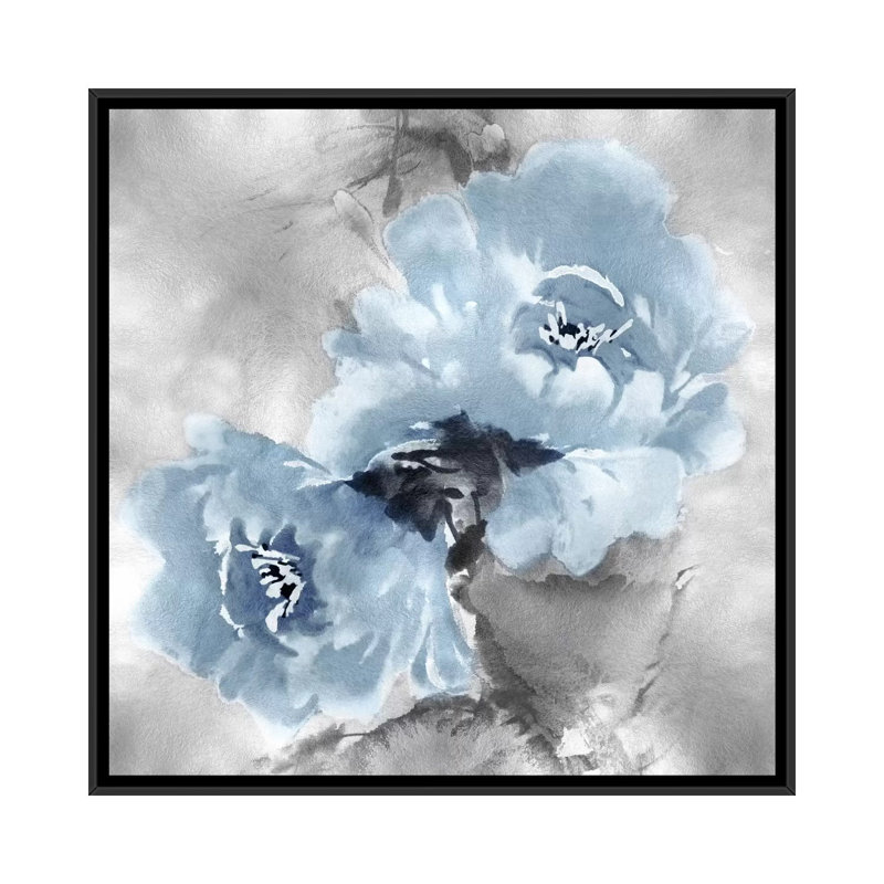 «Flower Bloom on Silver II» par Jesse Stevens, reproduction sur toile tendue sur châssis, H 18 po x l 18 po x P 1,5 po