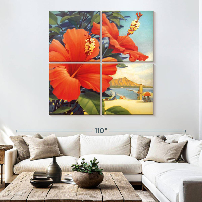 Harnek Hibiscus Beach Day, 74" H x 74" W