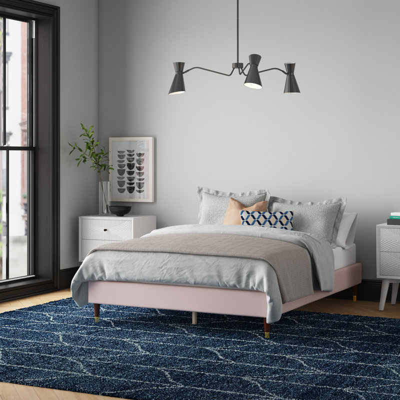 Laquentin Upholstered Platform Bed, King, Pink