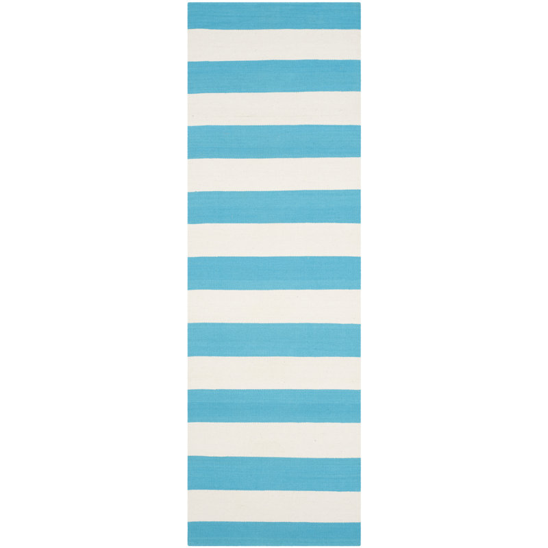 Morabito Hand Woven Cotton Striped Rug, Runner 2'3" x 7'