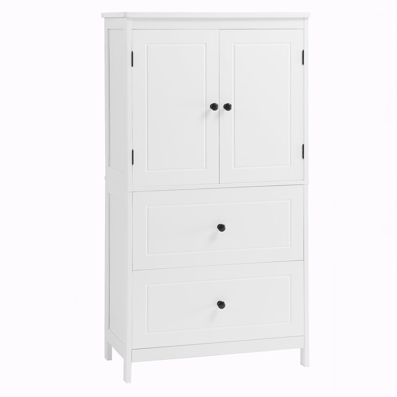 Cabinet With Two Doors And Drawers, White