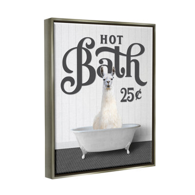 «Hot Bath Llama», art mural encadré sur toile flottante par lettré et doublé