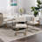 Corabella Modern Dining Chairs with Corduroy Fabric,Gold Metal Base, Accent Armless Kitchen Chairs with Channel Tufting, Side Chairs, Set of 2-698603220