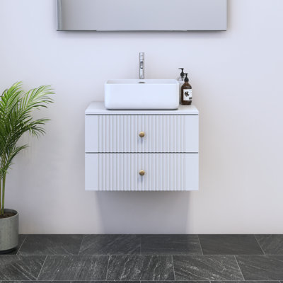 Meuble-lavabo blanc 23,6 po Borneo