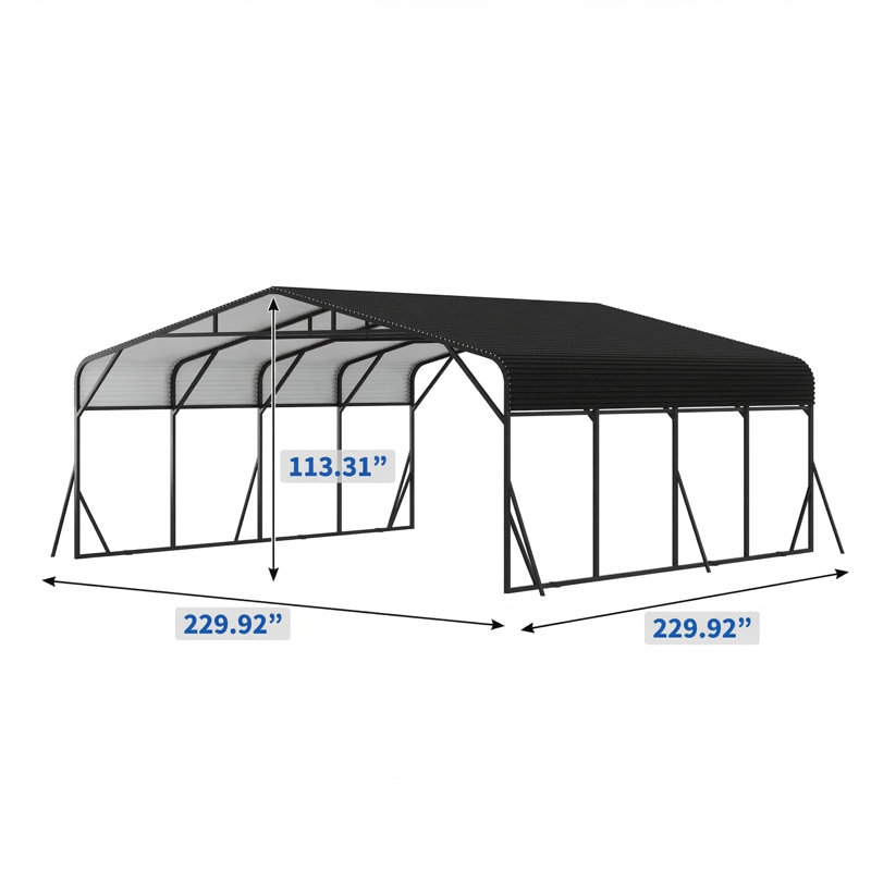 Spacious 20 by 20 Foot Carport Shelter, Designed as an Ideal Solution for Protecting Vehicles, Boats, and Equipment, Built to be Durable and Weather-Resistant with Rapid Assembly Features, Offering Security and Reinforced Structure