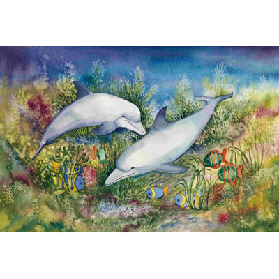 «Dolphin Duo» par Kathleen Parr McKenna - reproduction sur toile tendue