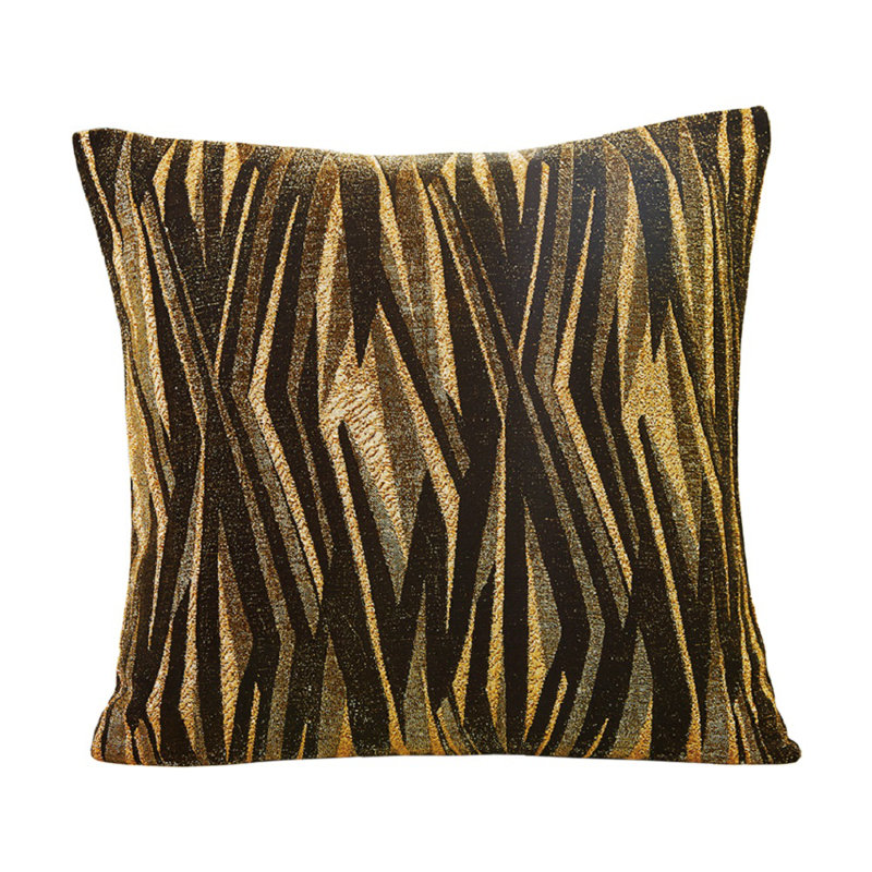 Gold Polyester Jacquard Reversible Square Throw Pillow 18" x 18"