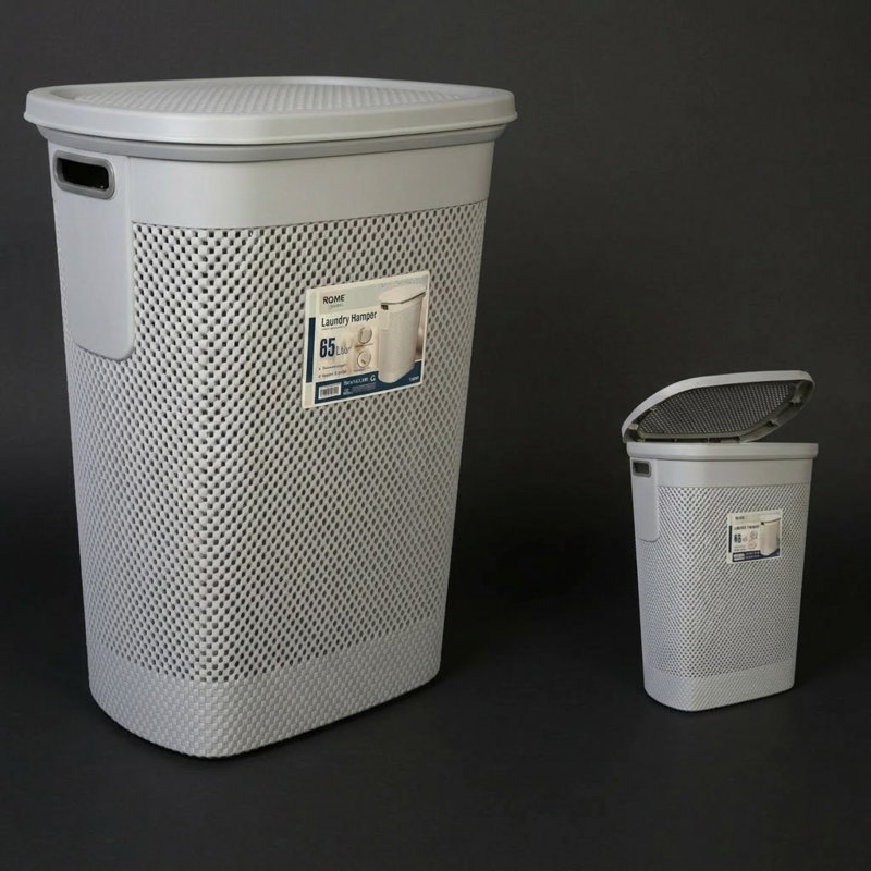 Laundry Hamper Max 65 Lt -White, Light Gray