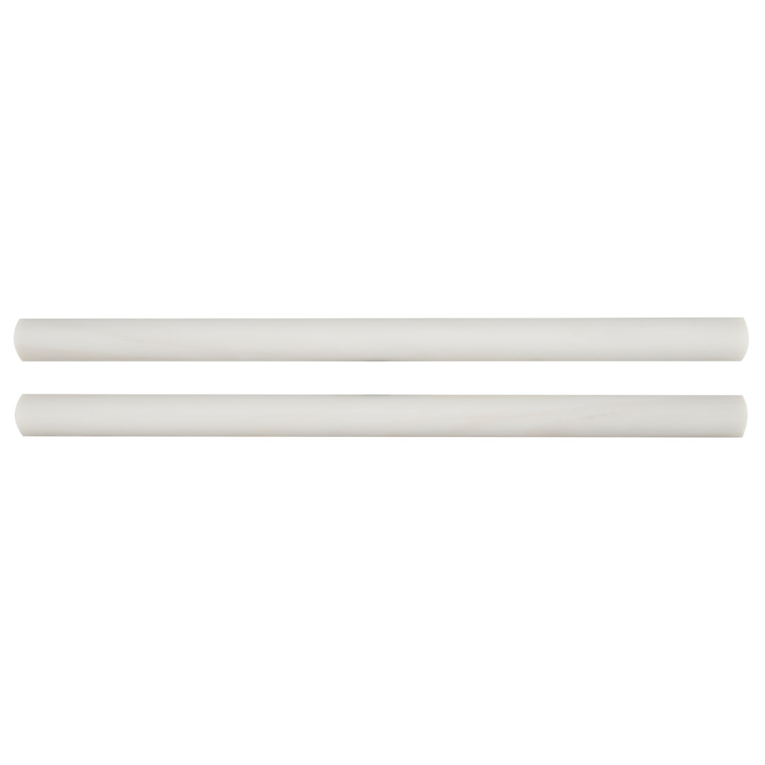 Calabria Frost 0.75 in. x 12 in. Polished Marble Pencil Liner Tile Trim Ackland