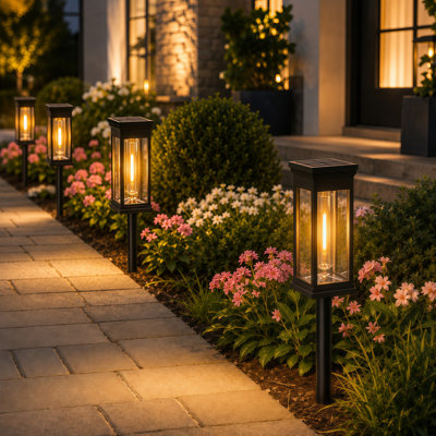 Éclairage solaire de sentier, ampoules Edison blanc chaud d'extérieur avec marche / arrêt automatique, éclairage de paysage imperméable pour jardin, allée, cour et allée