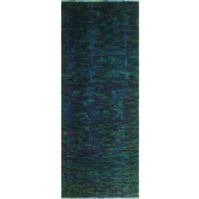 Tapis de couloir unique en laine noué à la main mauve des années 1980 de 3 pi 7 po x 9 pi