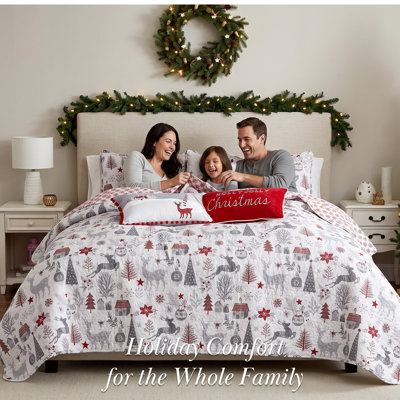 Ensemble de literie Southshore Fine Linens Holly Jolly Lane, 6 pièces, 1 couette, 2 taies d'oreiller, 2 coussins décoratifs et 1 housse de coussin, Grand lit/très grand lit