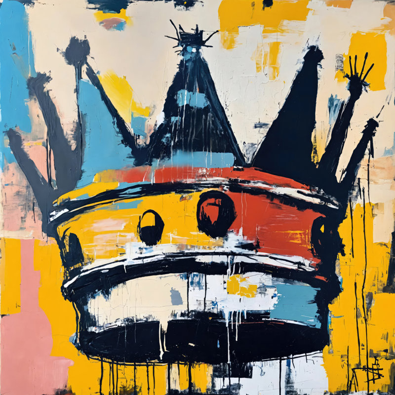 Couronne 2-Hommage-Basquiat, estampe numérique sur toile tendue, H 36 po x l 36 po